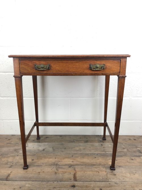fig 1. Antique Arts and Crafts Side Table with Leather Top