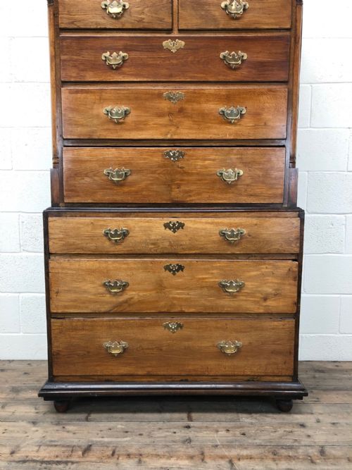 fig 1. Early 19th Century Oak Secretaire Tallboy Chest on Chest