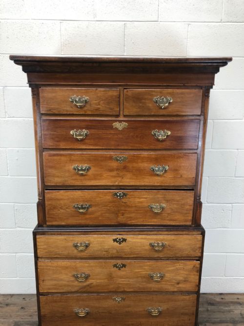 fig 2. Early 19th Century Oak Secretaire Tallboy Chest on Chest