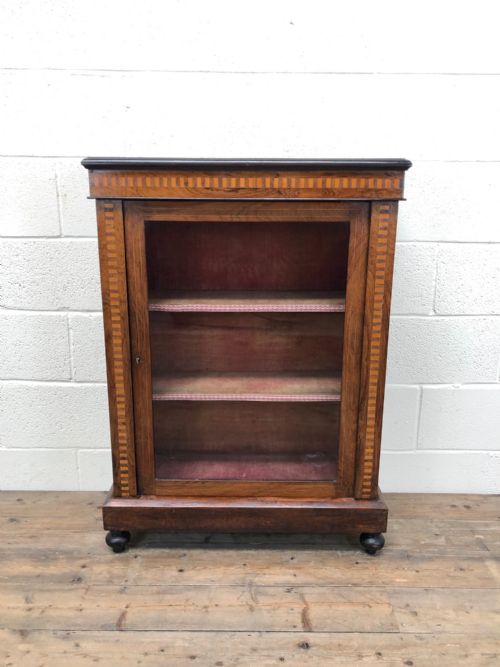 Antique Victorian Mahogany Inlaid Glazed Pier Cabinet