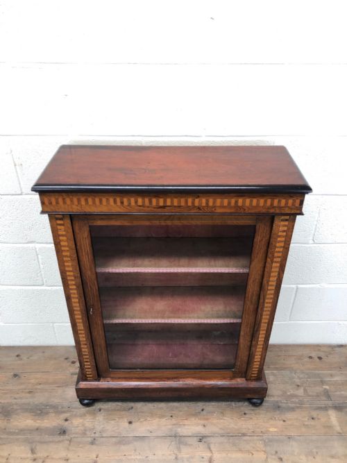 fig 1. Antique Victorian Mahogany Inlaid Glazed Pier Cabinet