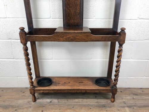 fig 2. Antique Oak Mirrored Hall Stand with Barley Twist Supports