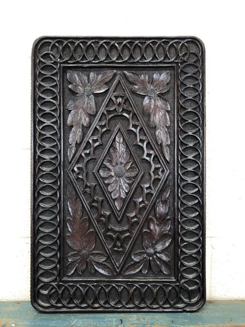 Heavily Carved Decorative Wooden Panel