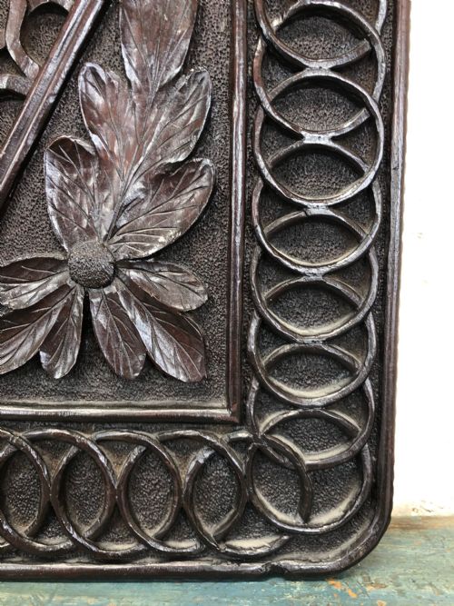 fig 1. Heavily Carved Decorative Wooden Panel