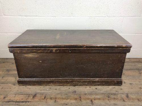 Antique Victorian Stained Pine Trunk