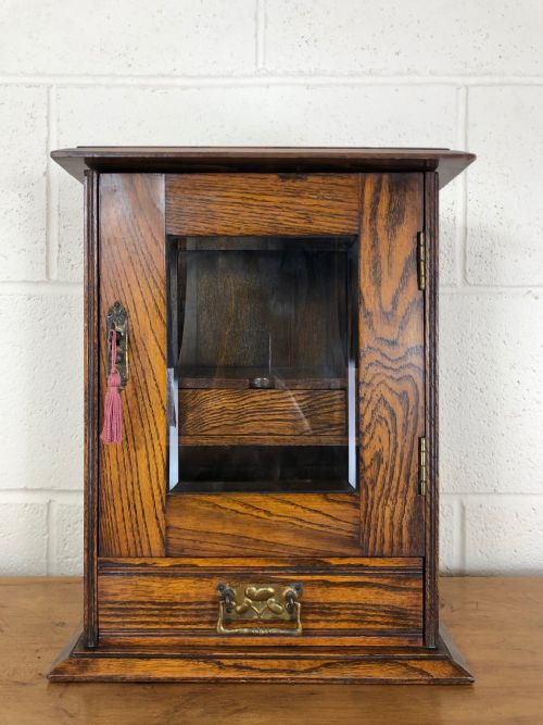 Small Antique Oak Smoker’s Cabinet