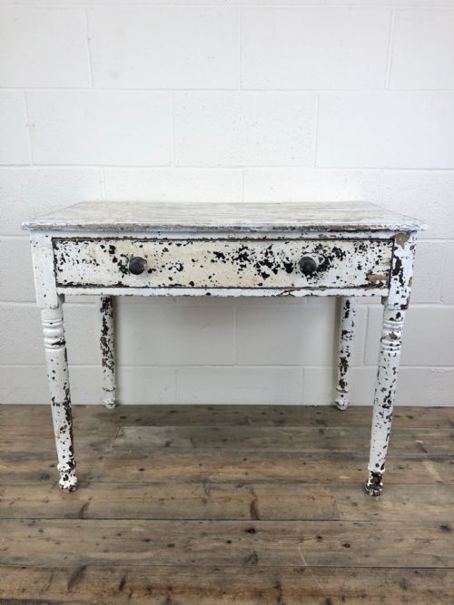 Distressed Antique Painted Side Table with Drawer