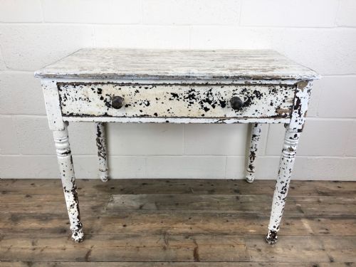 fig 1. Distressed Antique Painted Side Table with Drawer