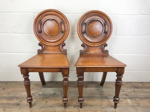 fig 2. Pair of Decorative Victorian Mahogany Hall Chairs