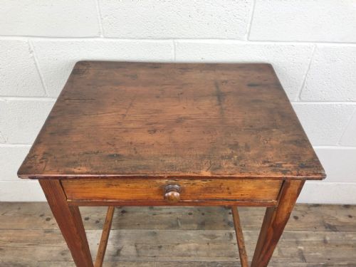 fig 2. Small Antique Stained Pine Side Table with Drawer