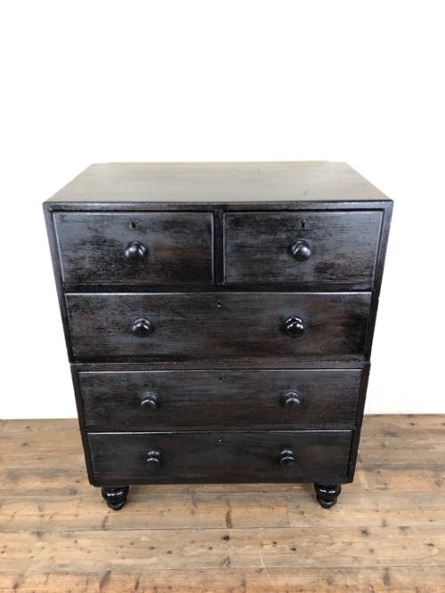 fig 1. Ebonised Mahogany Two Part Campaign Style Chest of Drawers