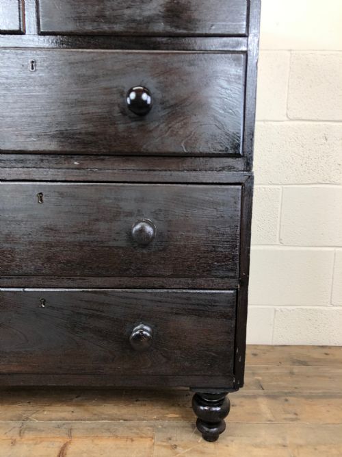 fig 2. Ebonised Mahogany Two Part Campaign Style Chest of Drawers