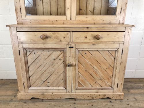fig 1. Late 19th Century Antique Pine Dresser with Glazed Top