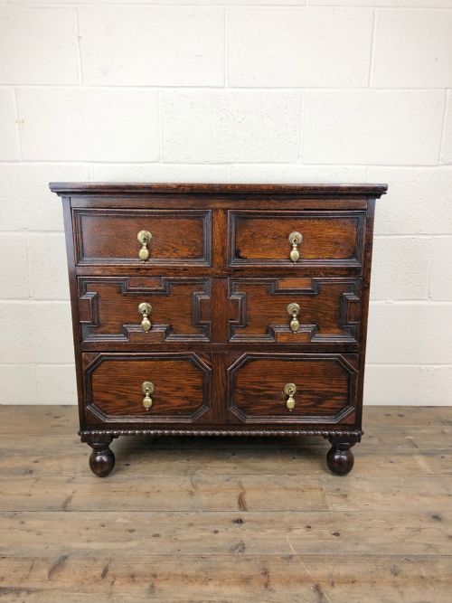 fig 1. Small Jacobean Revival Oak Chest of Drawers