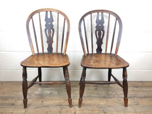 Pair of 19th Century Ash and Elm Farmhouse Chairs