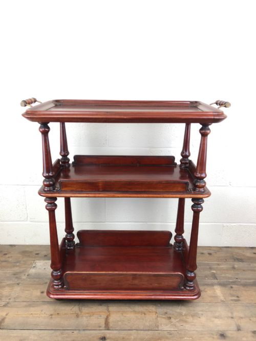 Antique Mahogany Three Tier Drinks Trolley
