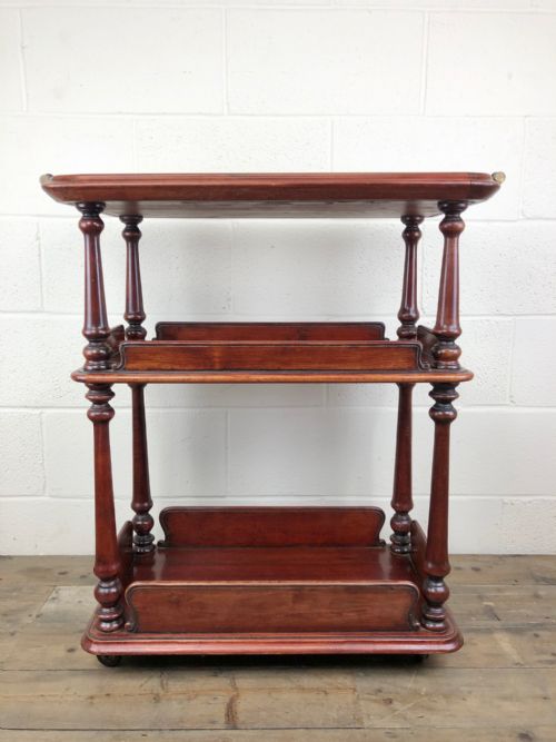 fig 1. Antique Mahogany Three Tier Drinks Trolley