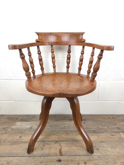 19th Century Beech and Elm Swivel Desk Chair