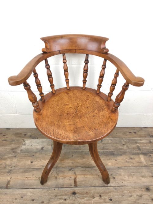fig 1. 19th Century Beech and Elm Swivel Desk Chair