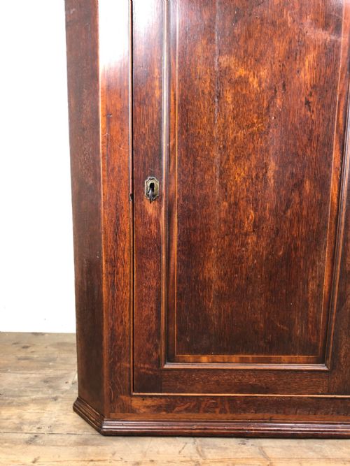 fig 1. 19th Century Inlaid Oak Corner Cupboard