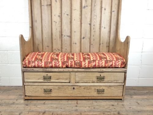 fig 2. Rustic Antique Pine High Back Tavern Settle