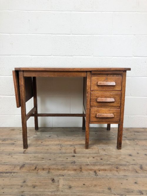 Small Early 20th Century Antique Oak Desk
