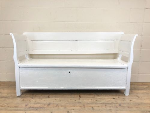 19th Century Painted Antique Pine Bench or Settle