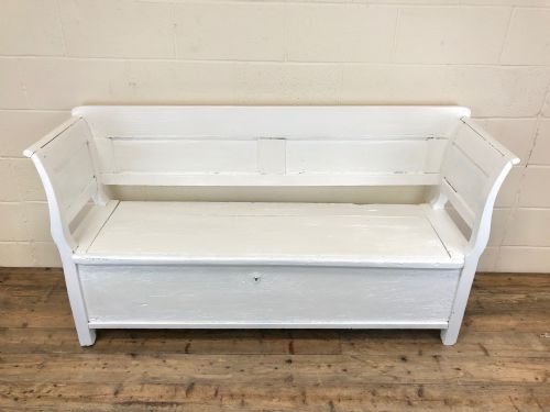 fig 1. 19th Century Painted Antique Pine Bench or Settle