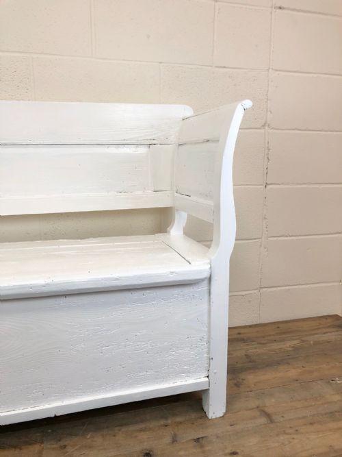 fig 2. 19th Century Painted Antique Pine Bench or Settle