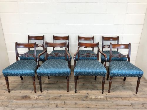 Antique Set of 8 Regency Mahogany Dining Chairs (6+2)