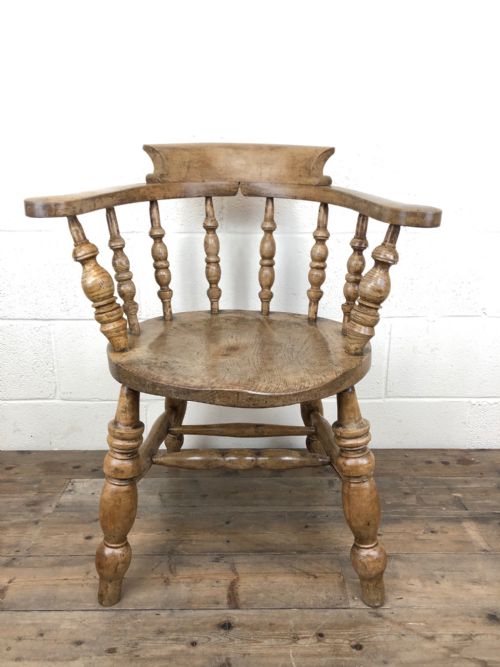 Antique Beech and Elm Smoker’s Bow Chair
