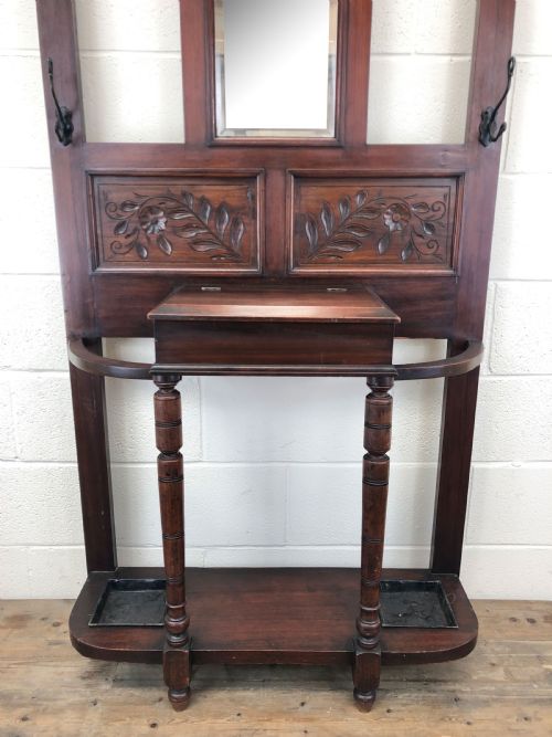 fig 1. Antique Edwardian Mahogany Hat and Coat Hall Stand