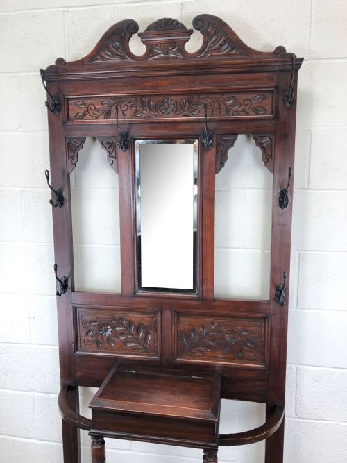 fig 2. Antique Edwardian Mahogany Hat and Coat Hall Stand