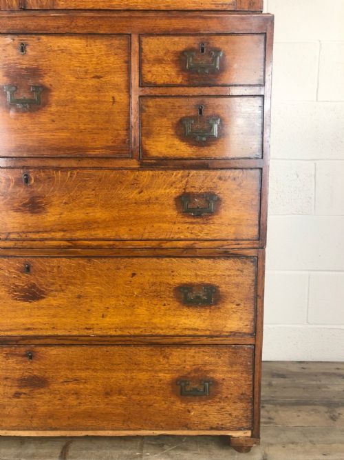 fig 2. Antique 19th Century Oak Campaign Chest with Cupboard