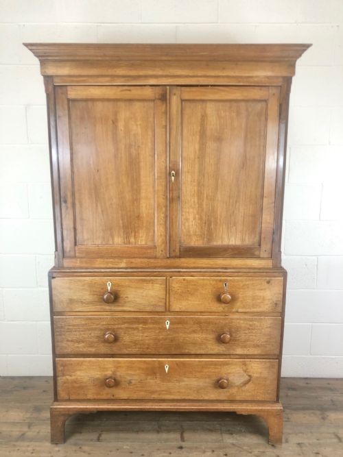 fig 1. Early 19th Century Welsh Oak Linen Press Cupboard