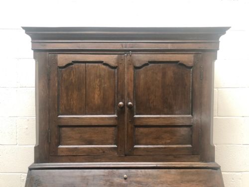 fig 1. Antique 18th Century Welsh Oak Two Stage Bureau Cupboard