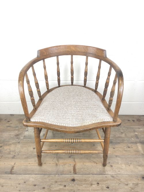 fig 1. Antique Edwardian Beech and Elm Captain’s Desk Chair