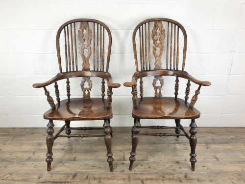 Pair of Ash and Elm Windsor Armchairs