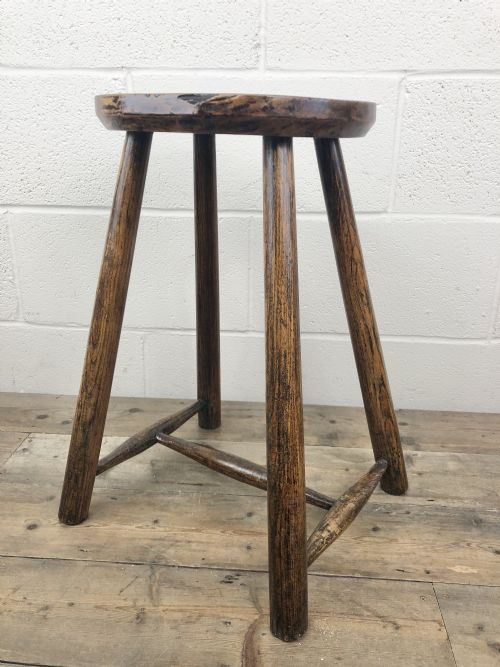 fig 1. Antique 19th Century Oak Stool 
