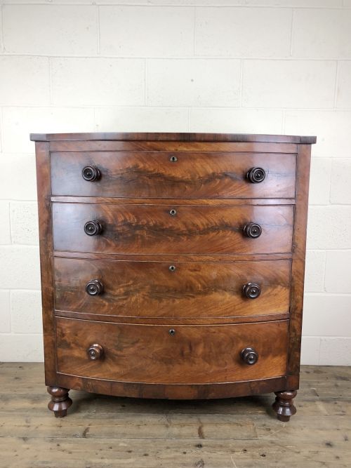 Antique Victorian Mahogany Bow Front Chest of Drawers