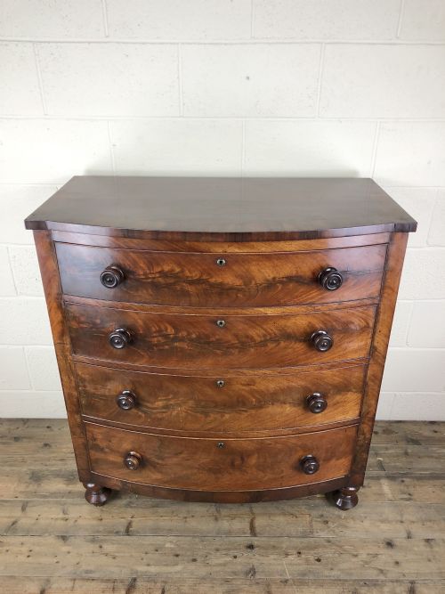 fig 1. Antique Victorian Mahogany Bow Front Chest of Drawers