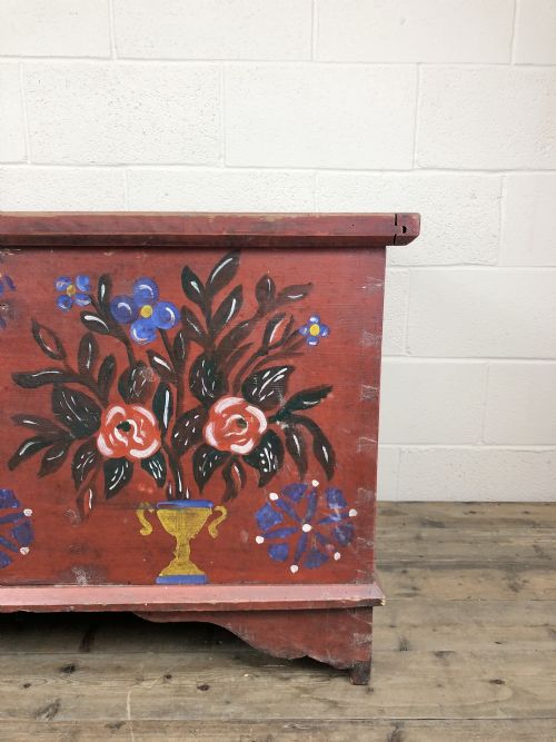 fig 2. Large Decorative Antique Painted Pine Trunk or Chest