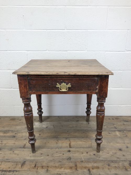 Small Georgian Oak and Pine Side Table with Drawer