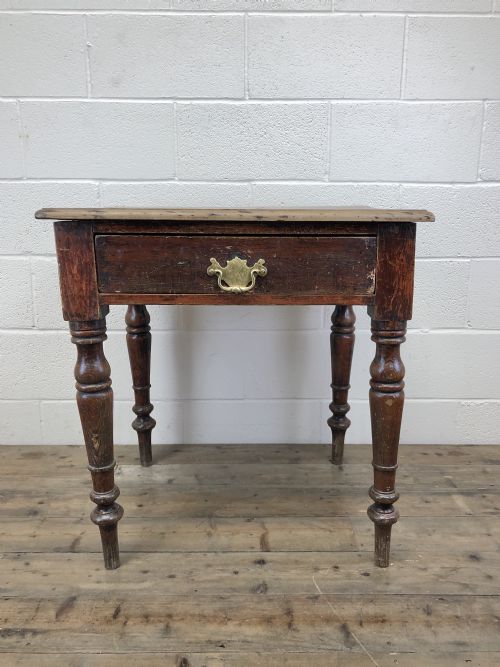 fig 1. Small Georgian Oak and Pine Side Table with Drawer