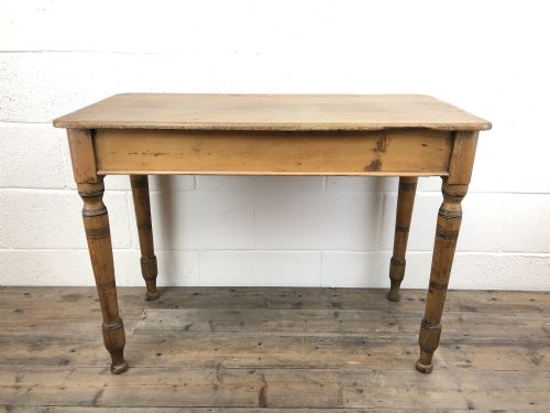 Late Victorian Antique Pine Side Table with Turned Legs