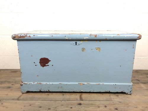 fig 1. Victorian Blue Painted Pine Trunk with Original Receipt