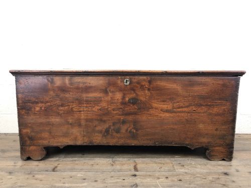 fig 1. Antique 18th Century Elm Six Plank Coffer Chest