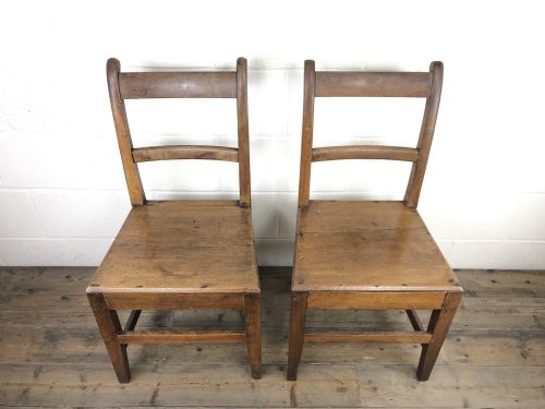 fig 1. Pair of 19th Century Welsh Oak Bar Back Farmhouse Chairs