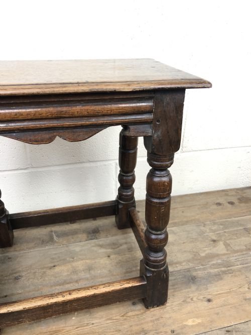 fig 1. Antique Oak Joined Joint Stool in 18th Century Style