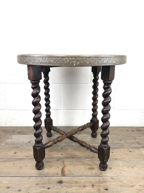 Antique Middle Eastern Design Brass Top Folding Table